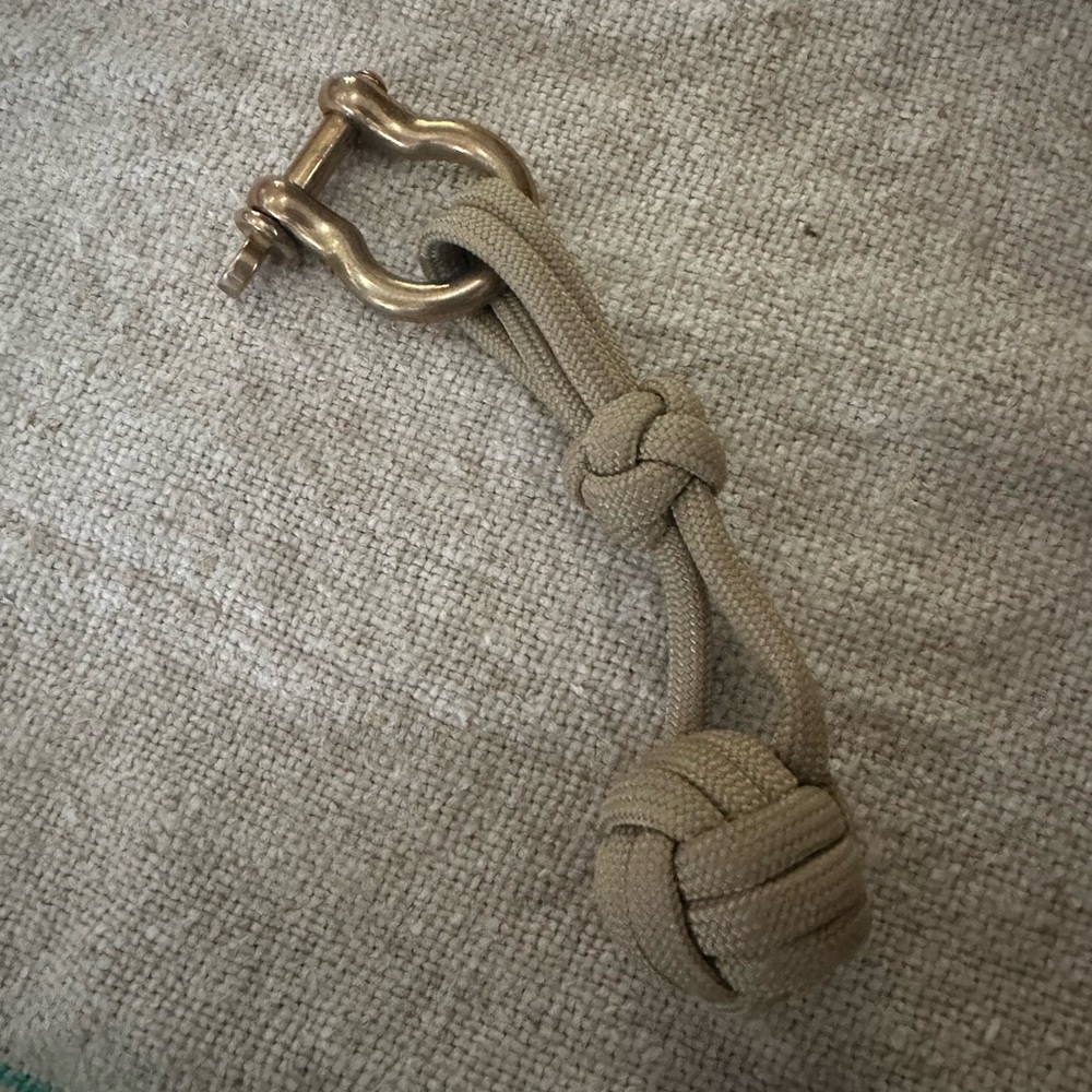 Tan Paracord nautical Key Holder with Brass shackle